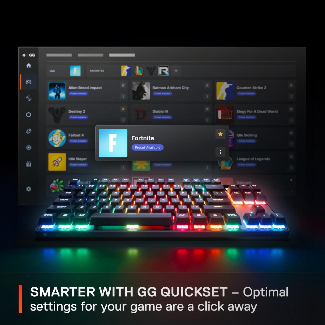 Alt view image 10 of 13 - SteelSeries Apex Pro TKL Gen 3 OmniPoint 3.0 HyperMagnetic Switches, Adjustable Actuation, Rapid Trigger, Game-Ready Presets, Protection Mode, Rapid Tap/SOCD, OLED, RGB, PBT Keycaps, USB-C