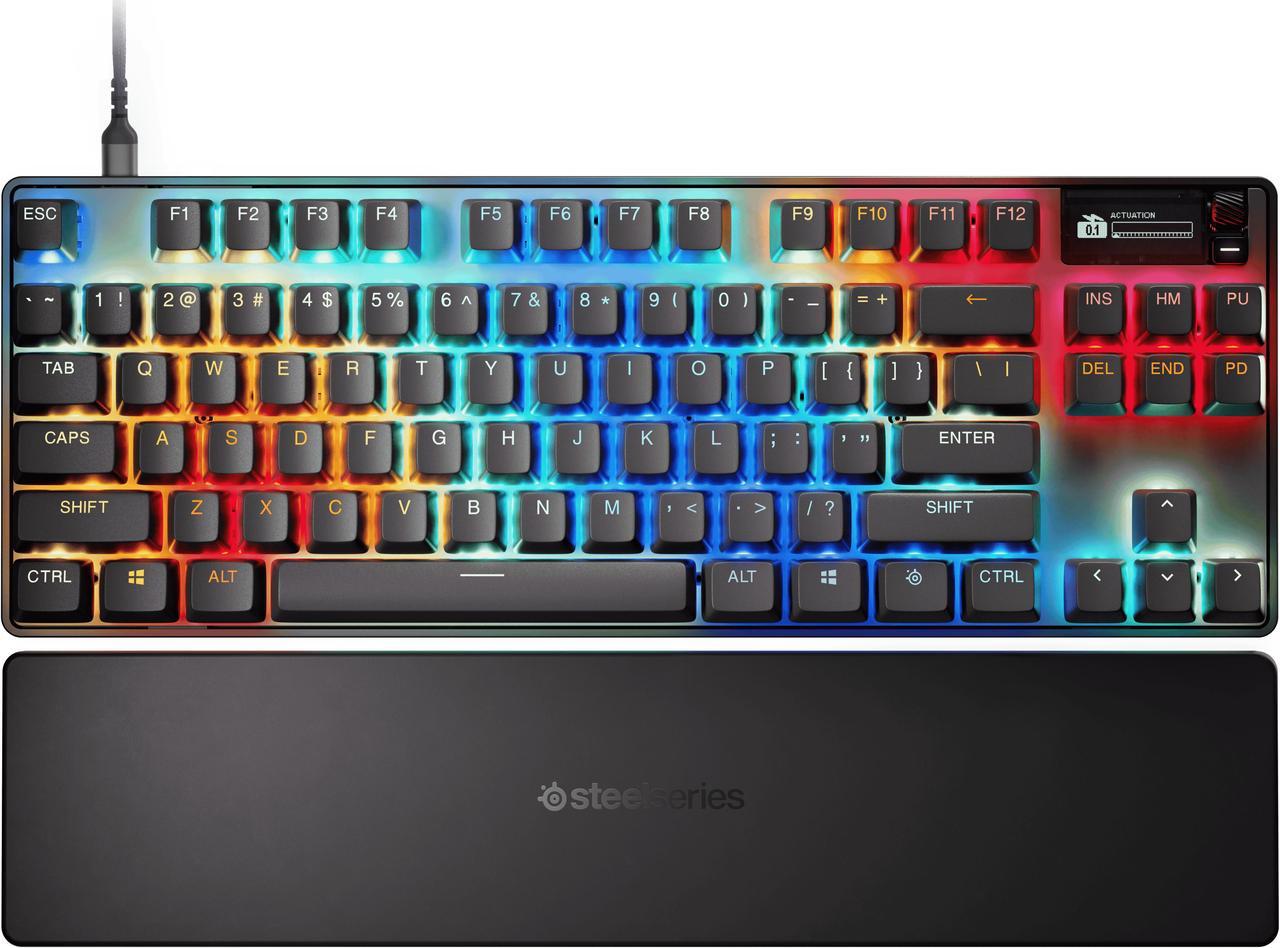 Alt view image 2 of 13 - SteelSeries Apex Pro TKL Gen 3 OmniPoint 3.0 HyperMagnetic Switches, Adjustable Actuation, Rapid Trigger, Game-Ready Presets, Protection Mode, Rapid Tap/SOCD, OLED, RGB, PBT Keycaps, USB-C