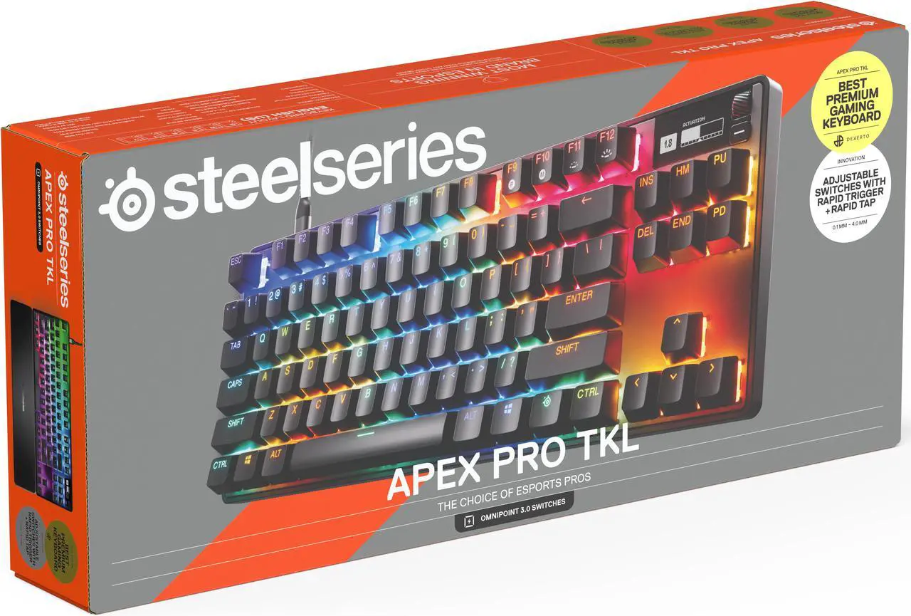 Alt view image 7 of 11 - SteelSeries Apex Pro TKL Wireless Gen 3 OmniPoint 3.0 HyperMagnetic Switches, Adjustable Actuation, Rapid Trigger, Game-Ready Presets, Protection Mode, Rapid Tap/SOCD, Dual Wireless, OLED