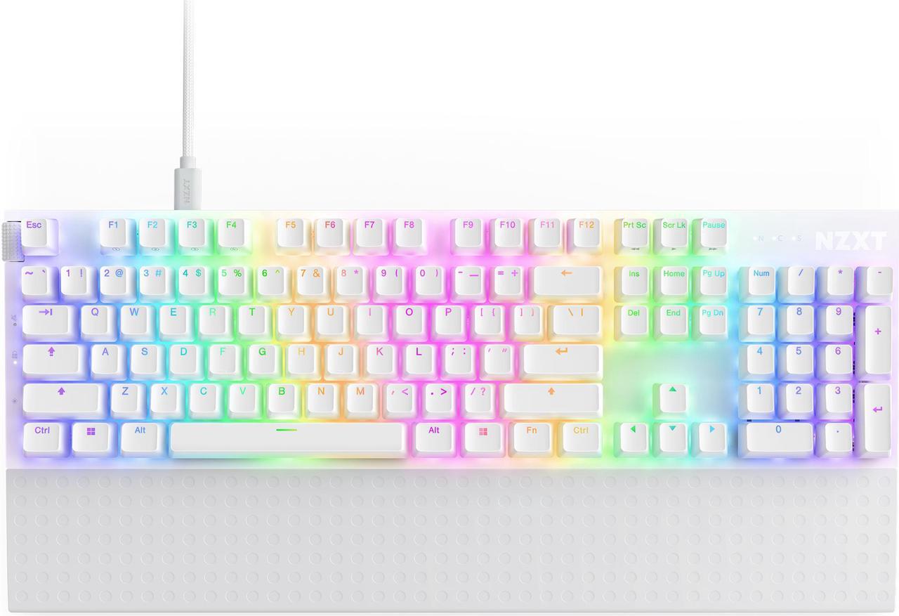 Main image of NZXT Function 2 Optical Gaming Keyboard, Linear optical switches, 8,000 Hz polling rate, Doubleshot PBT keycaps, Hot-swappable, White