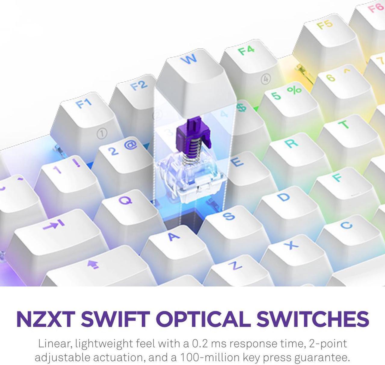 Alt view image 2 of 18 - NZXT Function 2 Optical Gaming Keyboard, Linear optical switches, 8,000 Hz polling rate, Doubleshot PBT keycaps, Hot-swappable, White
