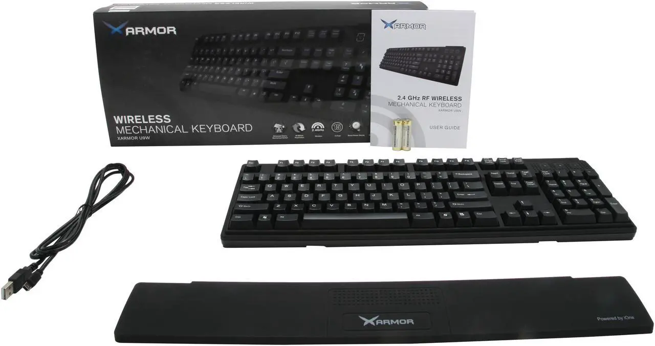 Alt view image 5 of 5 - QUMAX Xarmor U9W USB RF Wireless Standard Mechanical Keyboard with Cherry MX Brown Switches