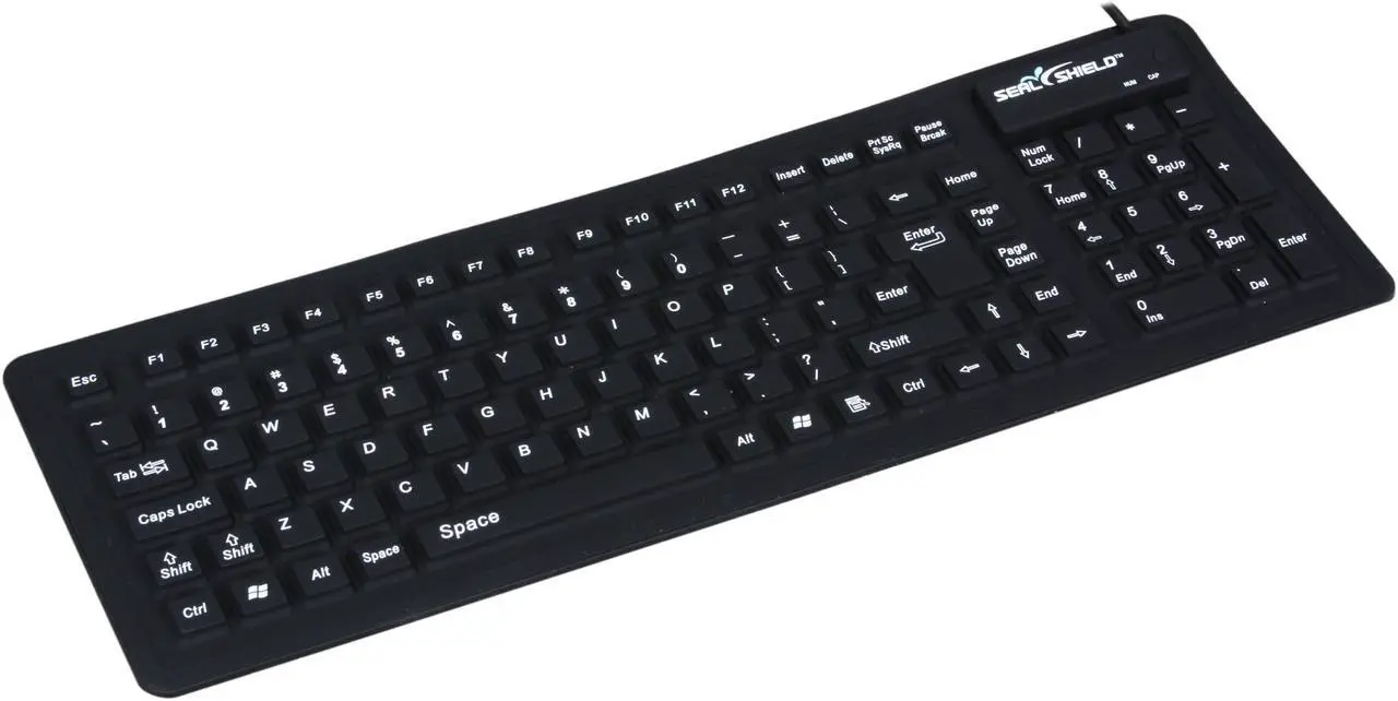 Main image of SEAL SHIELD SSF106 Black USB Wired Slim SEAL FLEX Silicone Keyboard - Dishwasher Safe