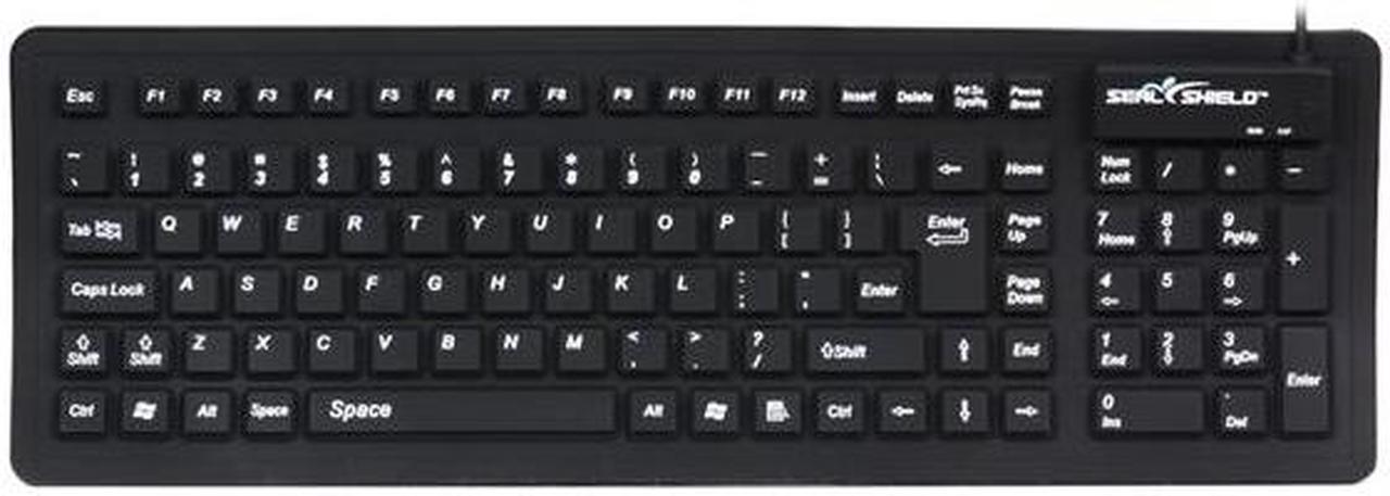Alt view image 2 of 5 - SEAL SHIELD SSF106 Black USB Wired Slim SEAL FLEX Silicone Keyboard - Dishwasher Safe