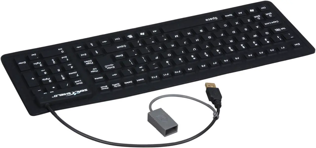 Alt view image 3 of 5 - SEAL SHIELD SSF106 Black USB Wired Slim SEAL FLEX Silicone Keyboard - Dishwasher Safe