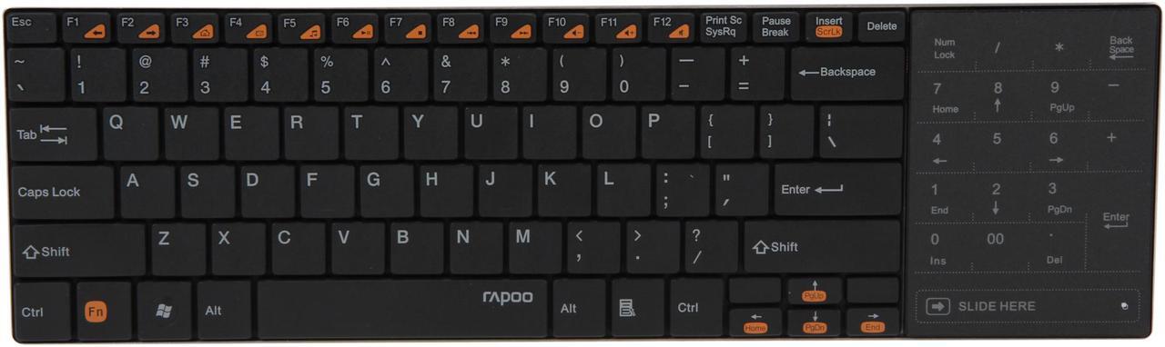 Alt view image 2 of 5 - Rapoo E9080 Black USB RF Wireless Slim Touchpad Keyboard
