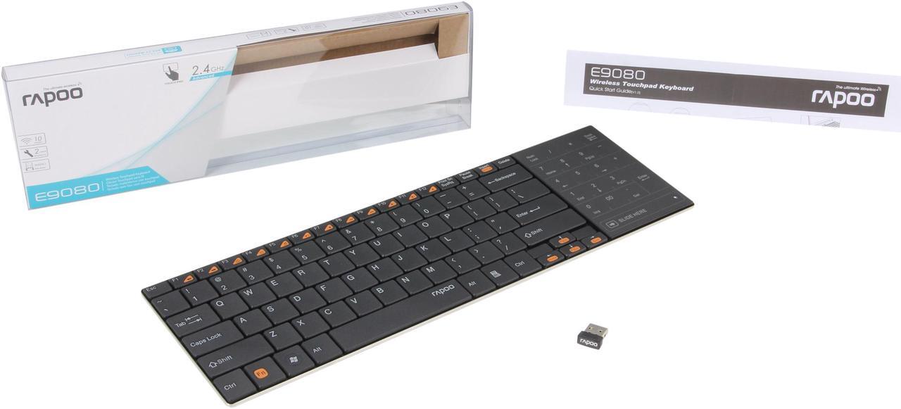 Alt view image 5 of 5 - Rapoo E9080 Black USB RF Wireless Slim Touchpad Keyboard