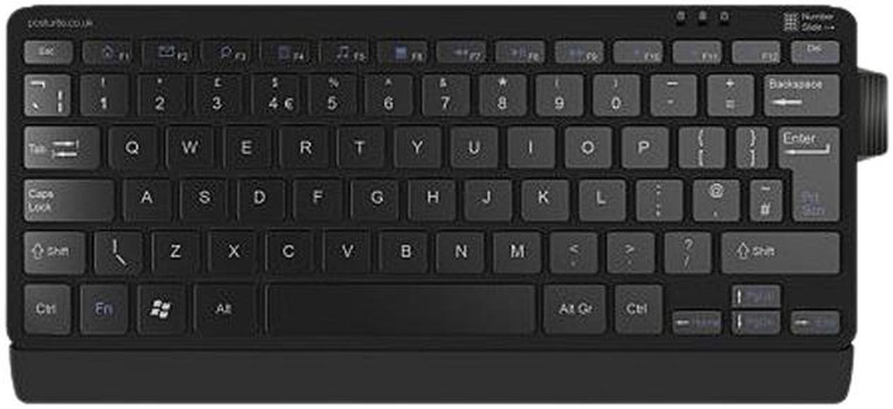 Posturite Number Slide Compact Keyboard with Retractable Number Pad, Bluetooth