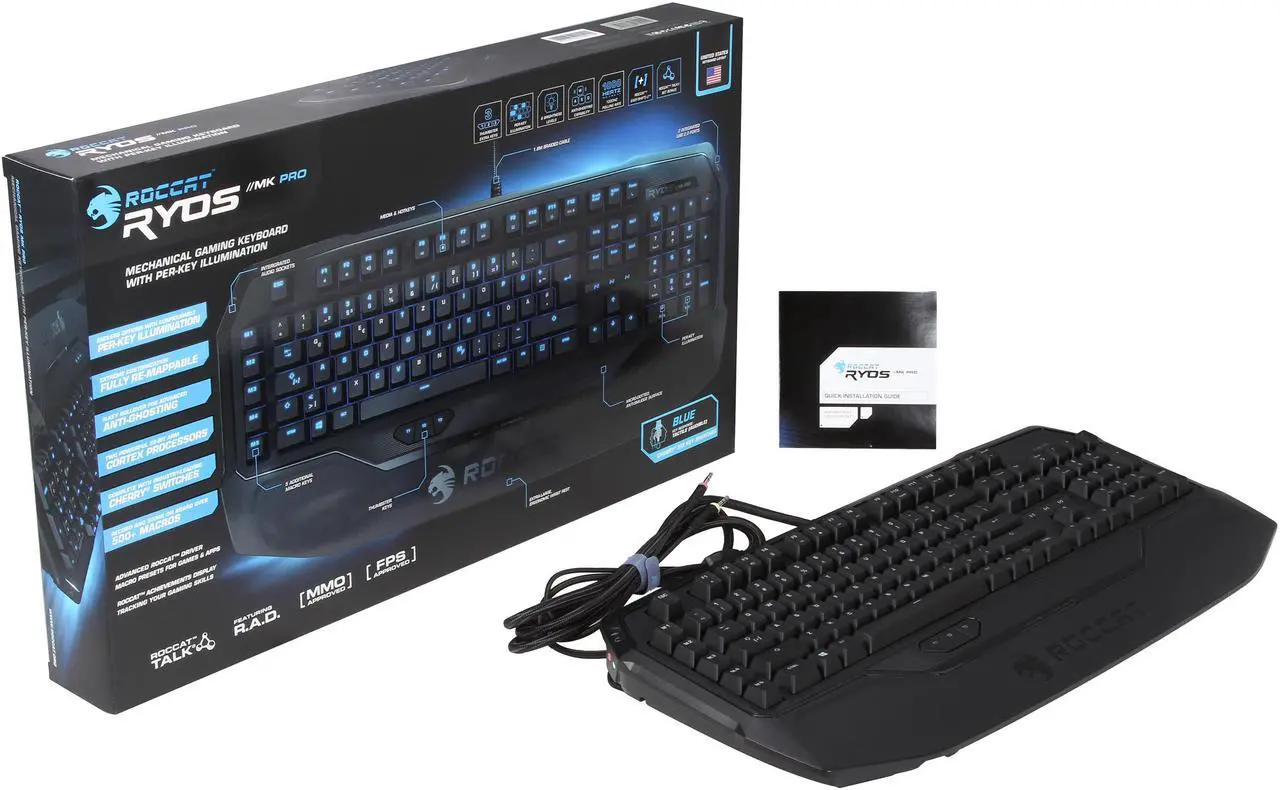 Alt view image 12 of 13 - ROCCAT ROC-12-851-BE Ryos MK Pro Mechanical Keyboard with Per-key Illumination - Blue Cherry MX Key Switch