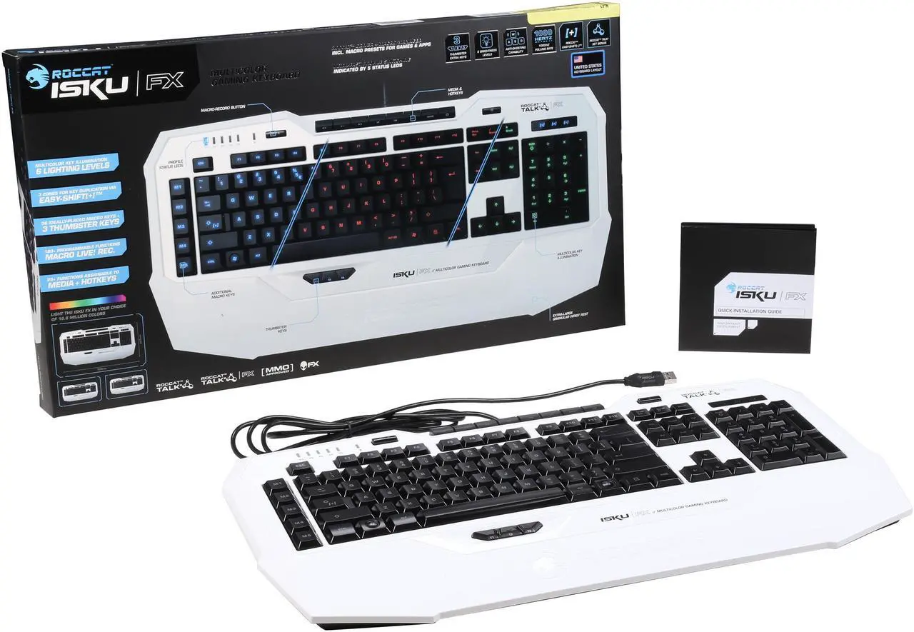Alt view image 5 of 4 - Roccat ISKU FX USB Multicolor Gaming Keyboard - White