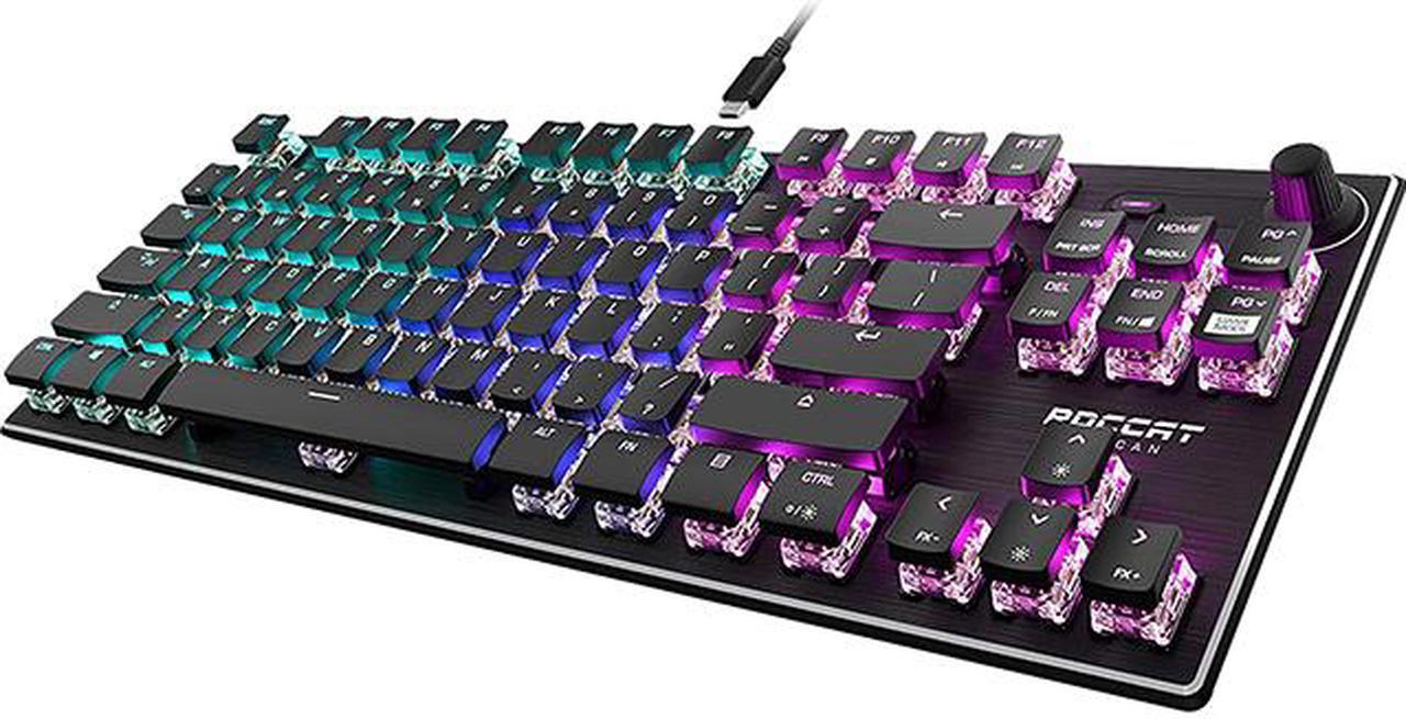 ROCCAT Vulcan TKL Mechanical PC Tactile Gaming Keyboard, Compact, Tenkeyless, Titan Switch Optical, RGB AIMO Lighting, Anodized Aluminum Top Plate, Detachable USB-C Cable, Low Profile Design, Black