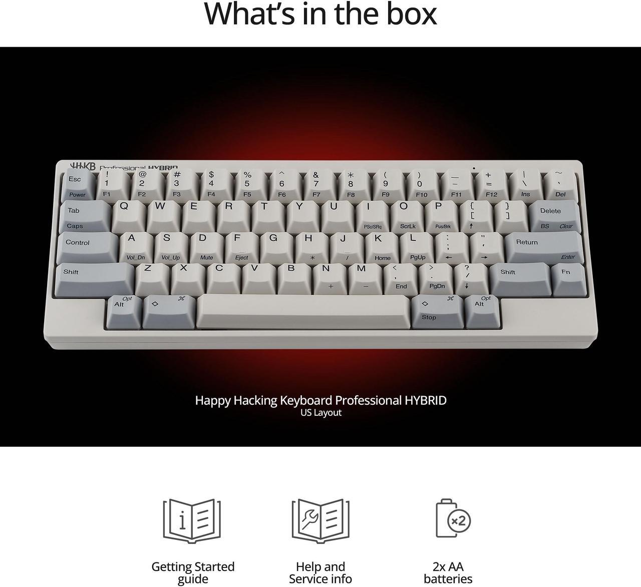 Alt view image 9 of 9 - Happy Hacking Keyboard Professional Classic (Wired, USB-C, Mac, Windows, White, Printed) with 2 Year Advance Exchange Warranty CG01000-296801