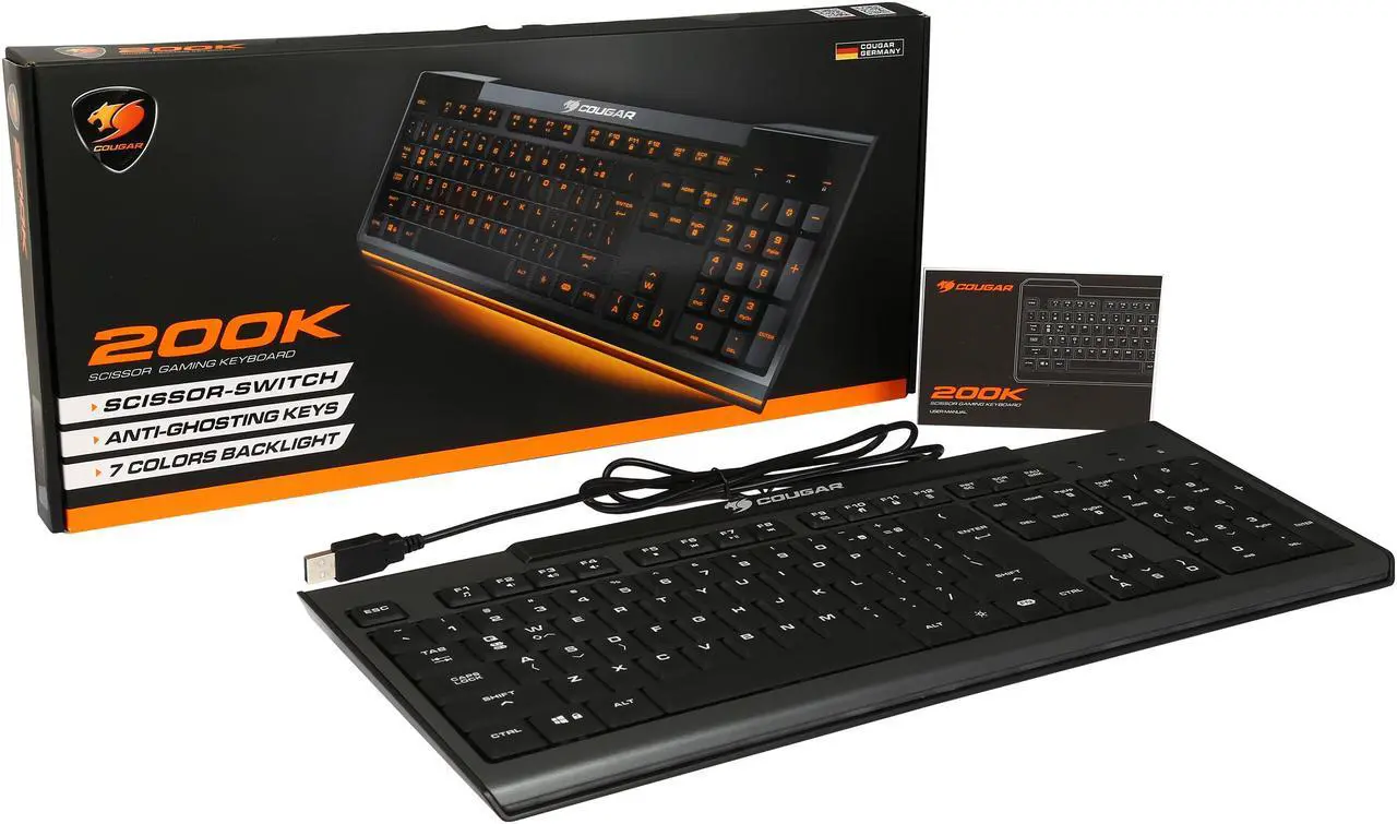 Alt view image 6 of 5 - COUGAR 200K Gaming Keyboard with 7-Color Backlight