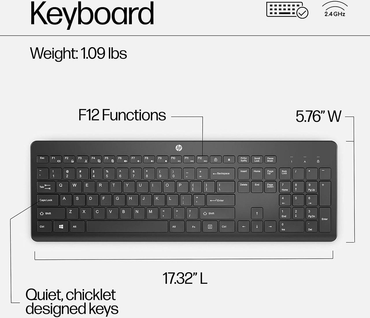 Alt view image 4 of 9 - HP 230 Wireless Mouse and Keyboard Combo (18H24AA)