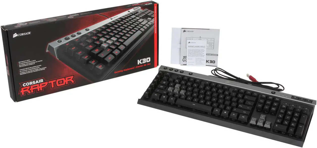 Alt view image 4 of 4 - Corsair CH-9000043-NA Raptor K30 Red LED Backlit Keyboard