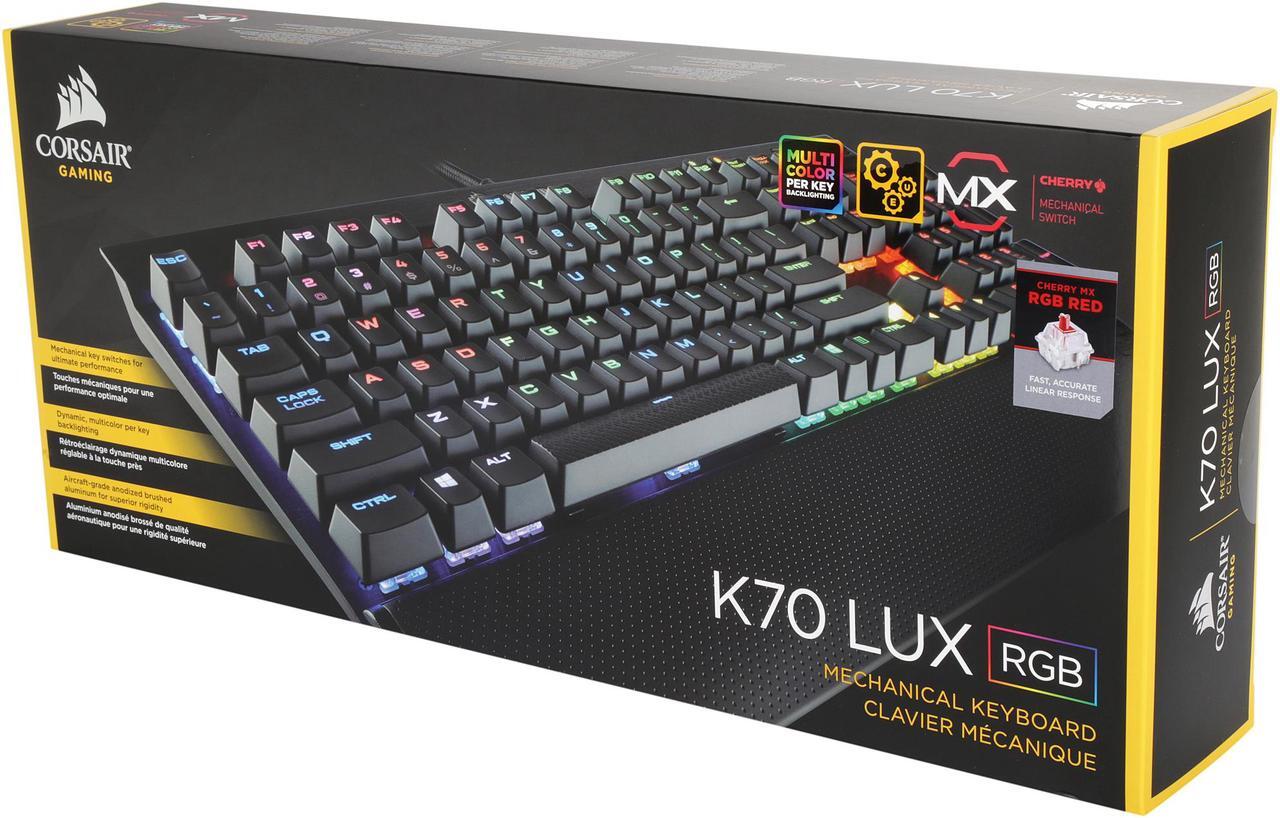 Alt view image 5 of 5 - Corsair Gaming K70 LUX RGB Mechanical Gaming Keyboard Cherry MX RGB Red (CH-9101010-NA)