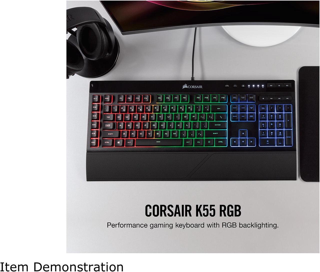 Alt view image 12 of 12 - Corsair Gaming K55 RGB Keyboard, Backlit RGB LED