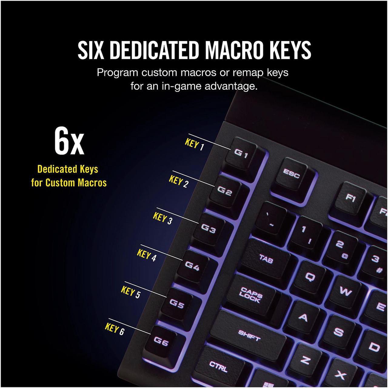 Alt view image 2 of 12 - Corsair Gaming K55 RGB Keyboard, Backlit RGB LED