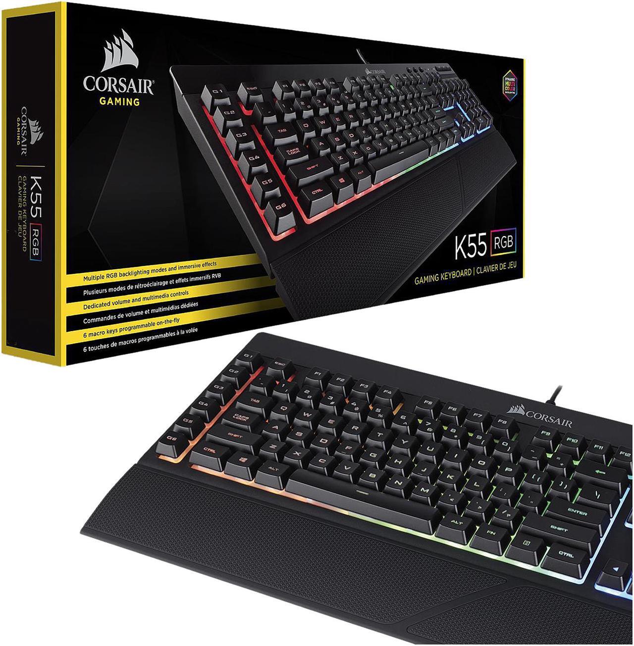 Alt view image 6 of 12 - Corsair Gaming K55 RGB Keyboard, Backlit RGB LED