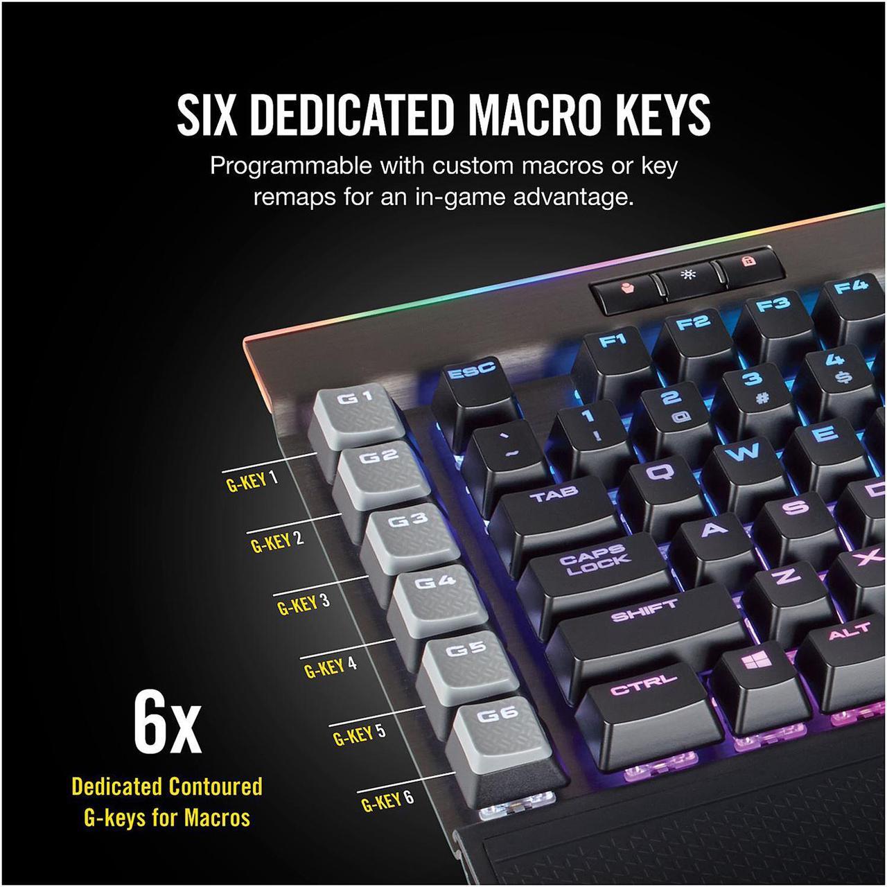 Alt view image 3 of 16 - Corsair K95 RGB PLATINUM Mechanical Gaming Keyboard, Cherry MX Speed, Backlit RGB LED, Gunmetal