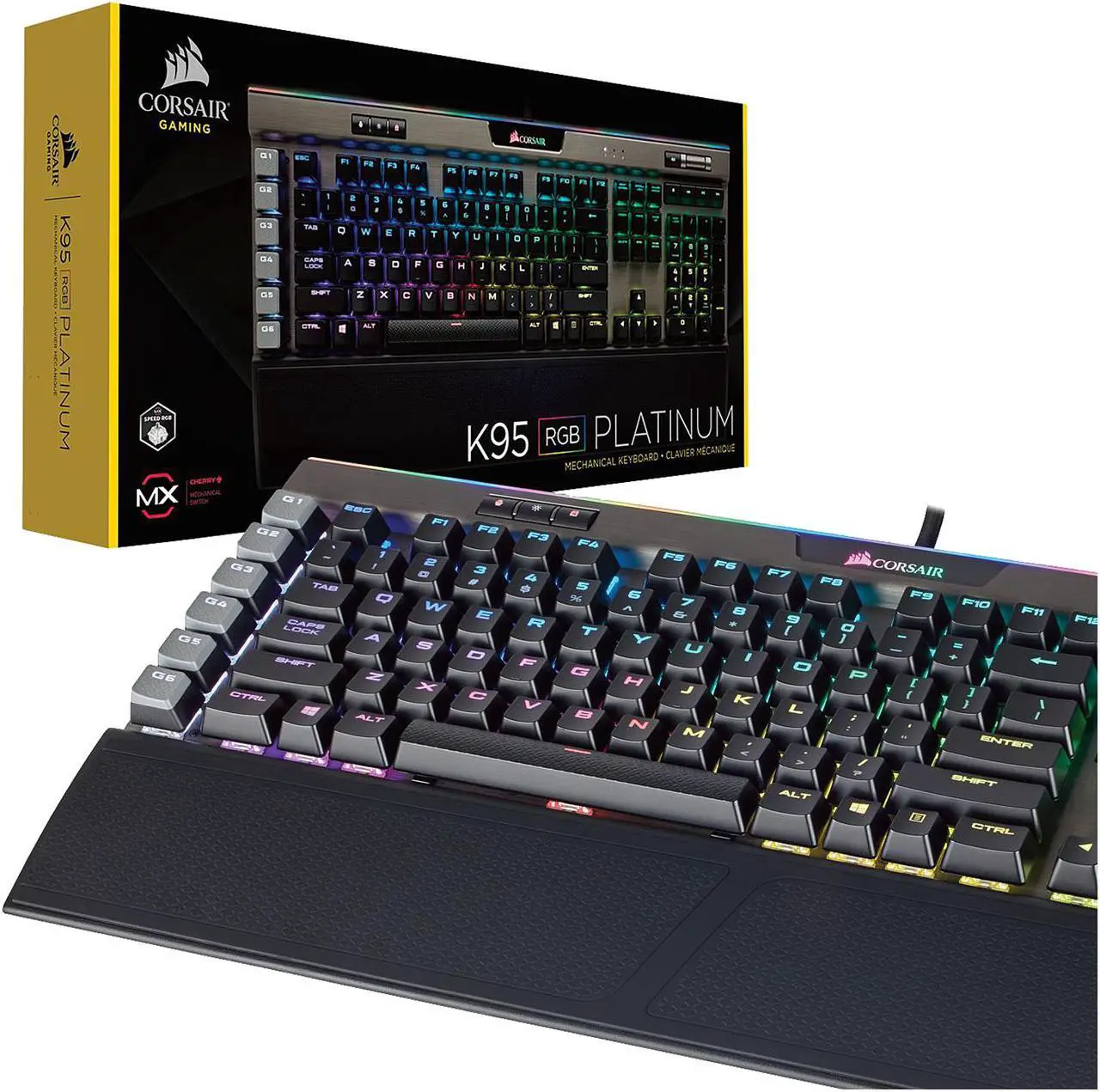 Alt view image 8 of 16 - Corsair K95 RGB PLATINUM Mechanical Gaming Keyboard, Cherry MX Speed, Backlit RGB LED, Gunmetal
