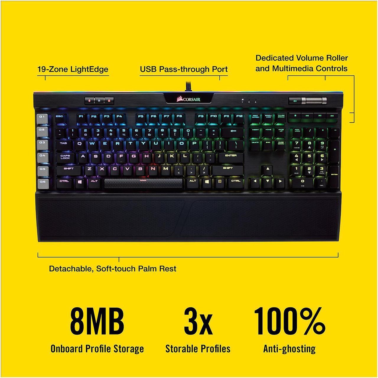 Alt view image 6 of 19 - Corsair K95 RGB PLATINUM Mechanical Gaming Keyboard, Cherry MX Brown, Backlit RGB LED, Black