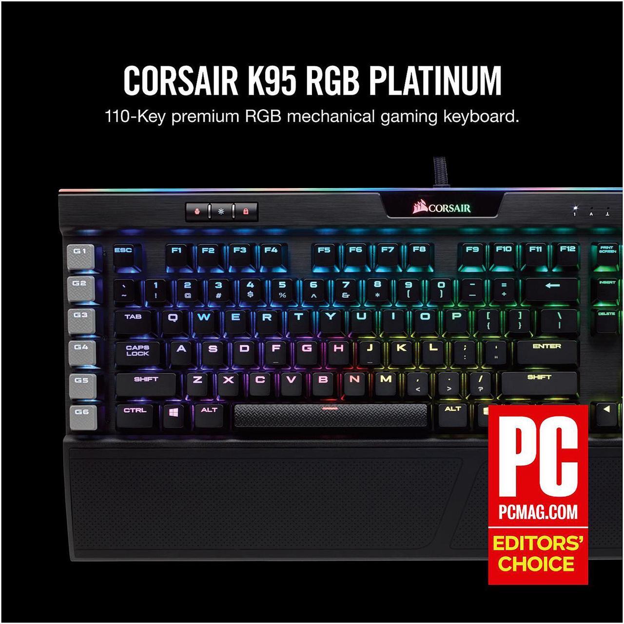 Alt view image 2 of 19 - Corsair K95 RGB PLATINUM Mechanical Gaming Keyboard, Cherry MX Brown, Backlit RGB LED, Black
