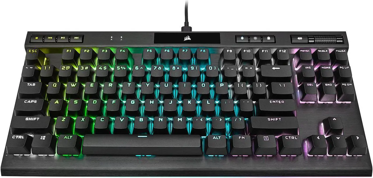 Alt view image 2 of 15 - CORSAIR K70 RGB TKL – CHAMPION SERIES Tenkeyless Mechanical Gaming Keyboard - CHERRY MX SPEED Keyswitches - Durable Aluminum Frame - Per-Key RGB LED Backlighting - Detachable USB Type-C Cable