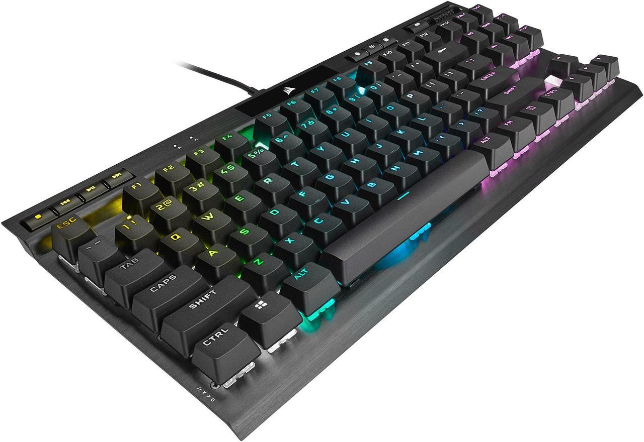 Alt view image 3 of 15 - CORSAIR K70 RGB TKL – CHAMPION SERIES Tenkeyless Mechanical Gaming Keyboard - CHERRY MX SPEED Keyswitches - Durable Aluminum Frame - Per-Key RGB LED Backlighting - Detachable USB Type-C Cable