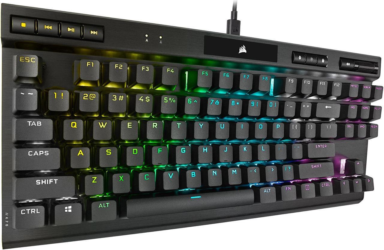 Alt view image 6 of 15 - CORSAIR K70 RGB TKL – CHAMPION SERIES Tenkeyless Mechanical Gaming Keyboard - CHERRY MX SPEED Keyswitches - Durable Aluminum Frame - Per-Key RGB LED Backlighting - Detachable USB Type-C Cable