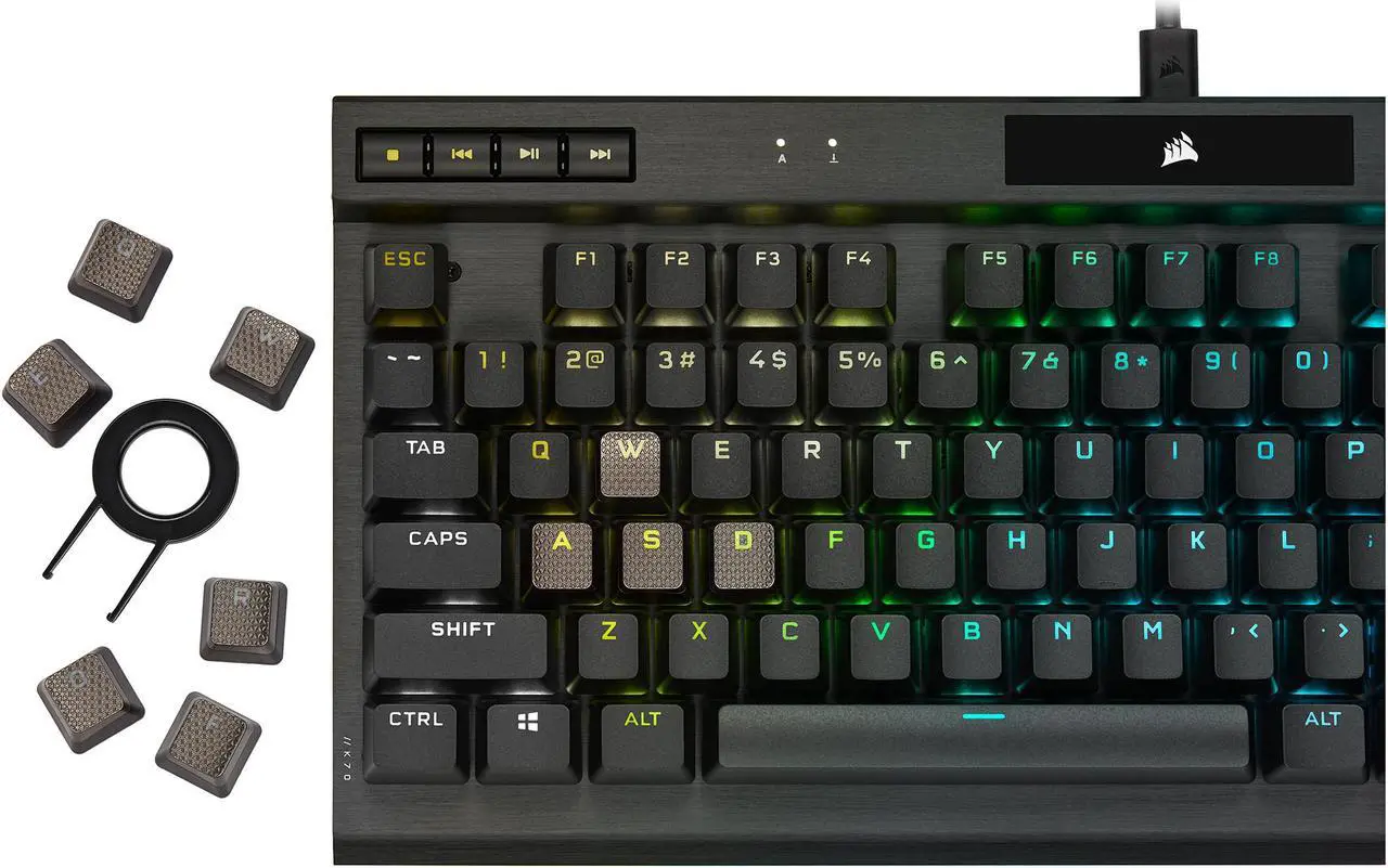 Alt view image 9 of 15 - CORSAIR K70 RGB TKL – CHAMPION SERIES Tenkeyless Mechanical Gaming Keyboard - CHERRY MX SPEED Keyswitches - Durable Aluminum Frame - Per-Key RGB LED Backlighting - Detachable USB Type-C Cable