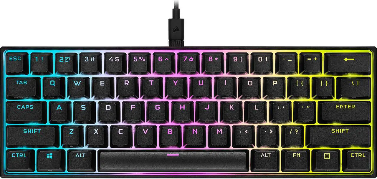 Main image of Corsair K65 RGB MINI 60% Mechanical Gaming Keyboard (Customizable Per-Key RGB Backlighting, CHERRY MX Speed Mechanical Keyswitches, Detachable USB Type-C Cable, AXON Hyper-Processing Technology) Black