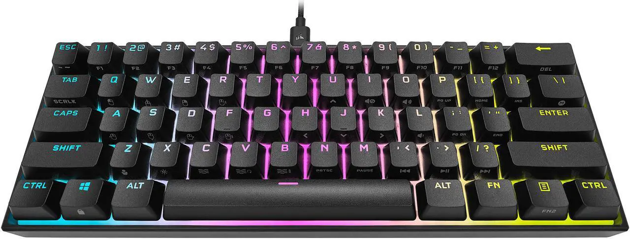 Alt view image 3 of 15 - Corsair K65 RGB MINI 60% Mechanical Gaming Keyboard (Customizable Per-Key RGB Backlighting, CHERRY MX Speed Mechanical Keyswitches, Detachable USB Type-C Cable, AXON Hyper-Processing Technology) Black