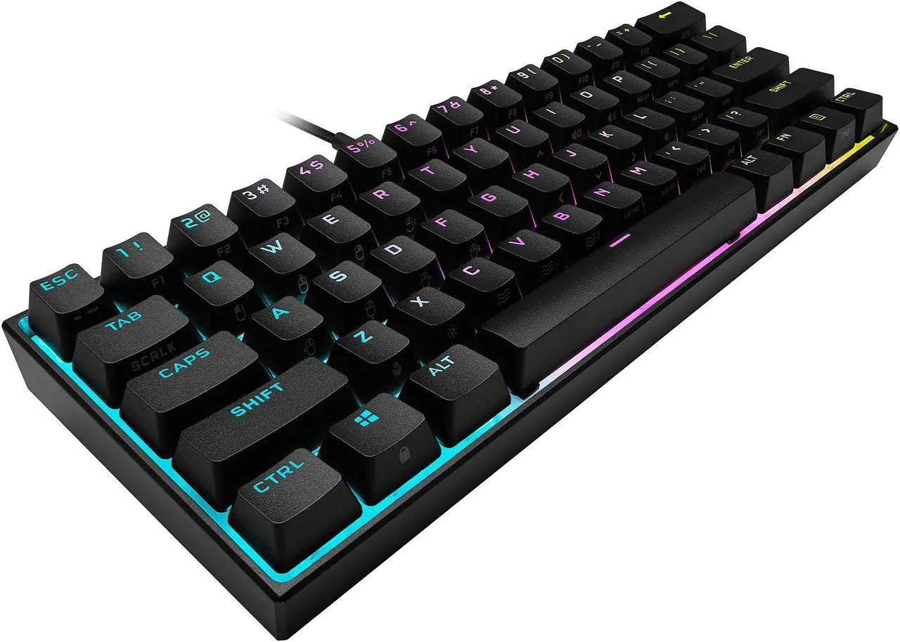 Alt view image 5 of 15 - Corsair K65 RGB MINI 60% Mechanical Gaming Keyboard (Customizable Per-Key RGB Backlighting, CHERRY MX Speed Mechanical Keyswitches, Detachable USB Type-C Cable, AXON Hyper-Processing Technology) Black