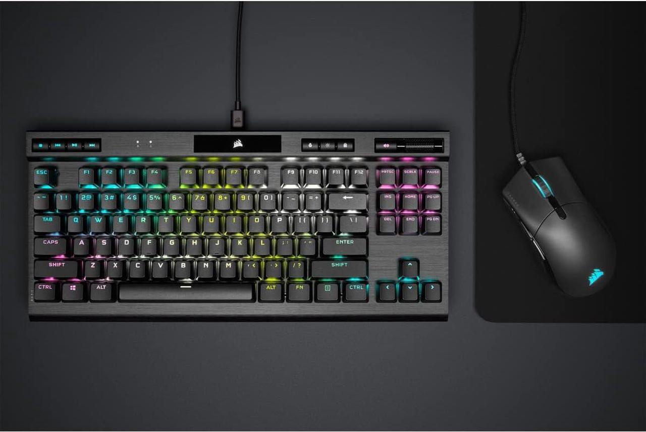 Alt view image 9 of 11 - Corsair K70 RGB TKL CHAMPION SERIES Optical-Mechanical Gaming Keyboard - OPX RGB Switches, PBT Double-Shot Keycaps, Detachable USB-C Cable - Black