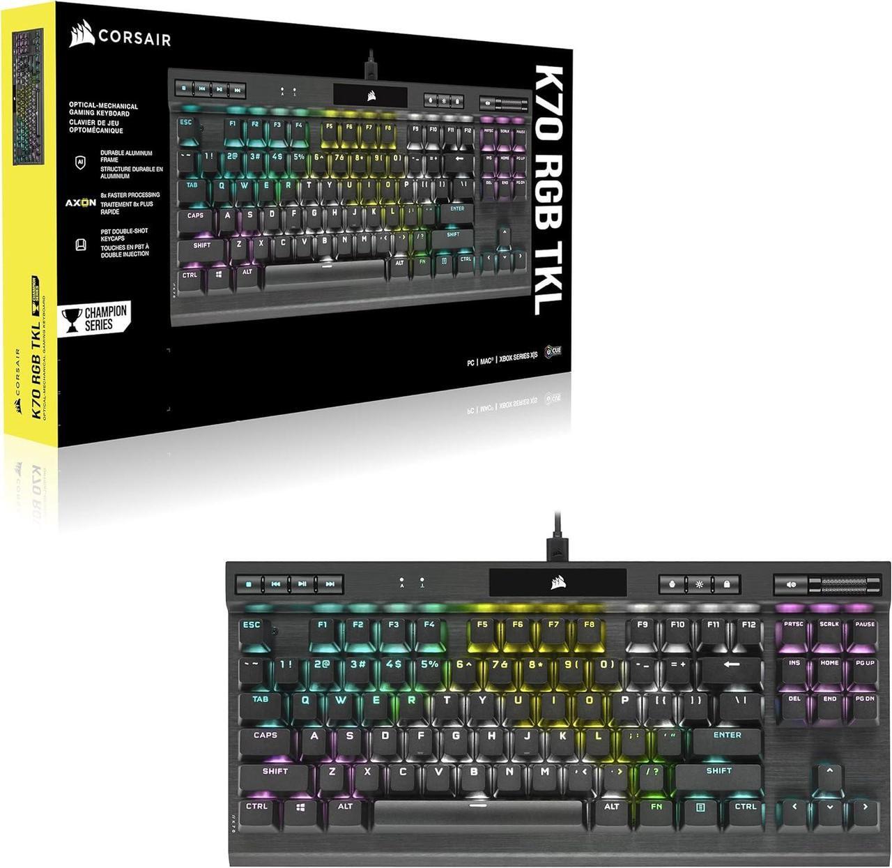 Alt view image 6 of 11 - Corsair K70 RGB TKL CHAMPION SERIES Optical-Mechanical Gaming Keyboard - OPX RGB Switches, PBT Double-Shot Keycaps, Detachable USB-C Cable - Black