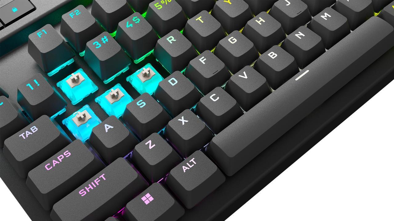 Alt view image 9 of 20 - CORSAIR K70 MAX RGB Magnetic-Mechanical Gaming Keyboard, Adjustable CORSAIR MGX Switches, Dedicated Media Controls, CORSAIR AXON, Aluminum Frame, Steel Gray