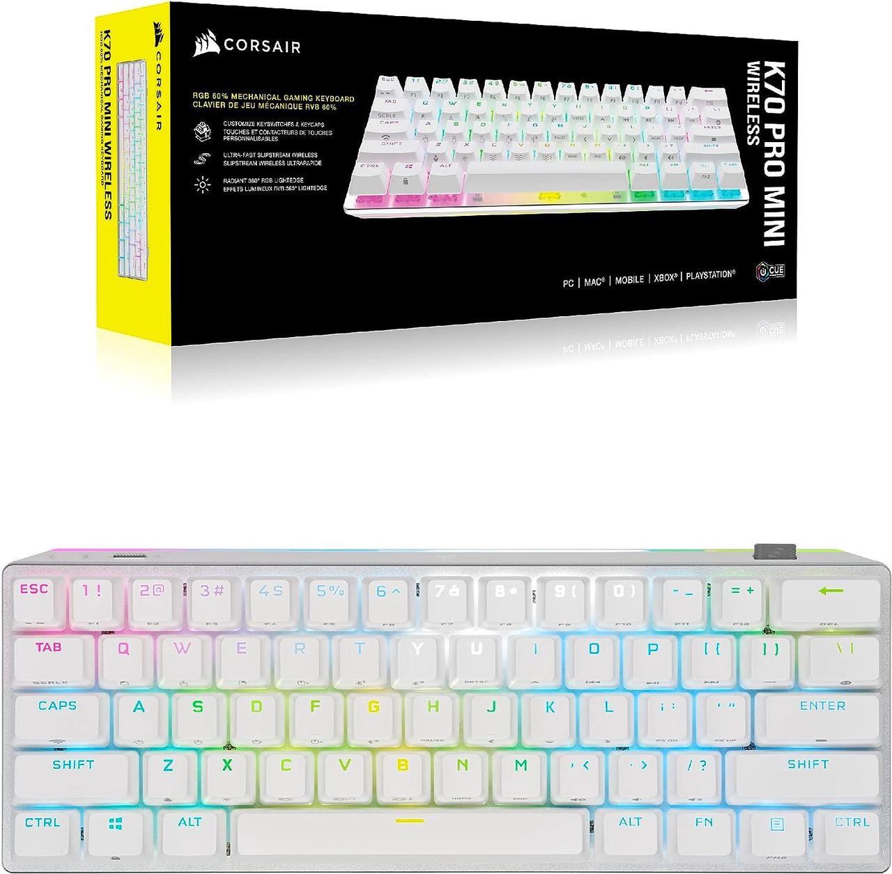 Alt view image 14 of 14 - Corsair K70 PRO MINI WIRELESS RGB 60% Mechanical Gaming Keyboard - Fastest Sub-1ms Wireless, Swappable CHERRY MX Red Keyswitches, Aluminum Frame, PBT Double-Shot Keycaps - NA Layout, QWERTY - White