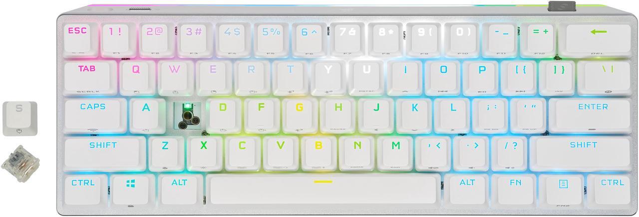 Alt view image 3 of 14 - Corsair K70 PRO MINI WIRELESS RGB 60% Mechanical Gaming Keyboard - Fastest Sub-1ms Wireless, Swappable CHERRY MX Red Keyswitches, Aluminum Frame, PBT Double-Shot Keycaps - NA Layout, QWERTY - White