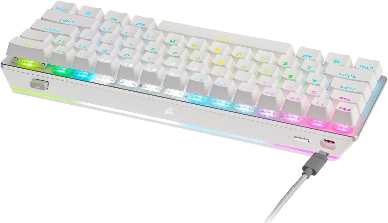 Alt view image 4 of 14 - Corsair K70 PRO MINI WIRELESS RGB 60% Mechanical Gaming Keyboard - Fastest Sub-1ms Wireless, Swappable CHERRY MX Red Keyswitches, Aluminum Frame, PBT Double-Shot Keycaps - NA Layout, QWERTY - White