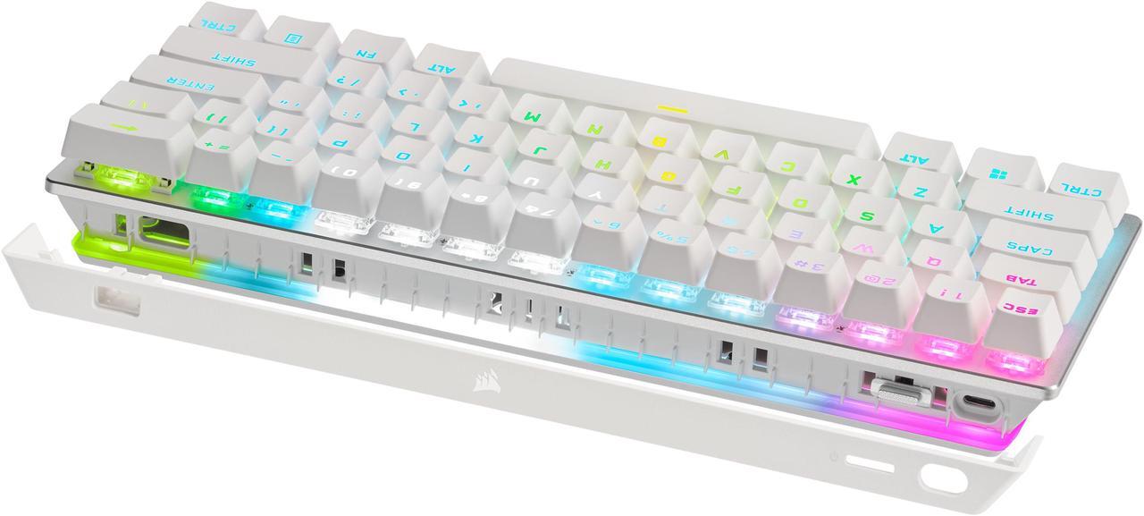 Alt view image 5 of 14 - Corsair K70 PRO MINI WIRELESS RGB 60% Mechanical Gaming Keyboard - Fastest Sub-1ms Wireless, Swappable CHERRY MX Red Keyswitches, Aluminum Frame, PBT Double-Shot Keycaps - NA Layout, QWERTY - White