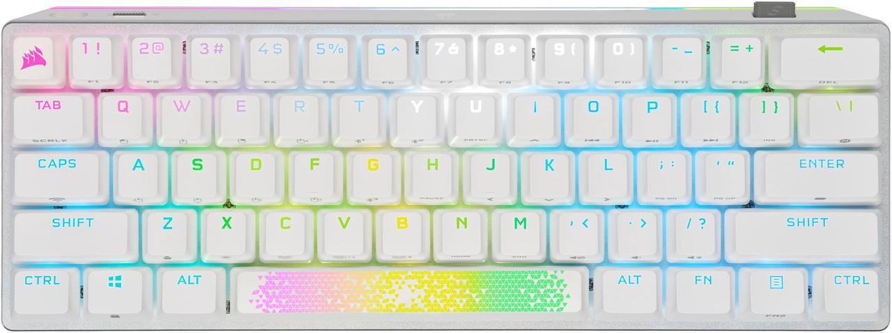 Alt view image 2 of 14 - Corsair K70 PRO MINI WIRELESS RGB 60% Mechanical Gaming Keyboard - Fastest Sub-1ms Wireless, Swappable CHERRY MX Red Keyswitches, Aluminum Frame, PBT Double-Shot Keycaps - NA Layout, QWERTY - White