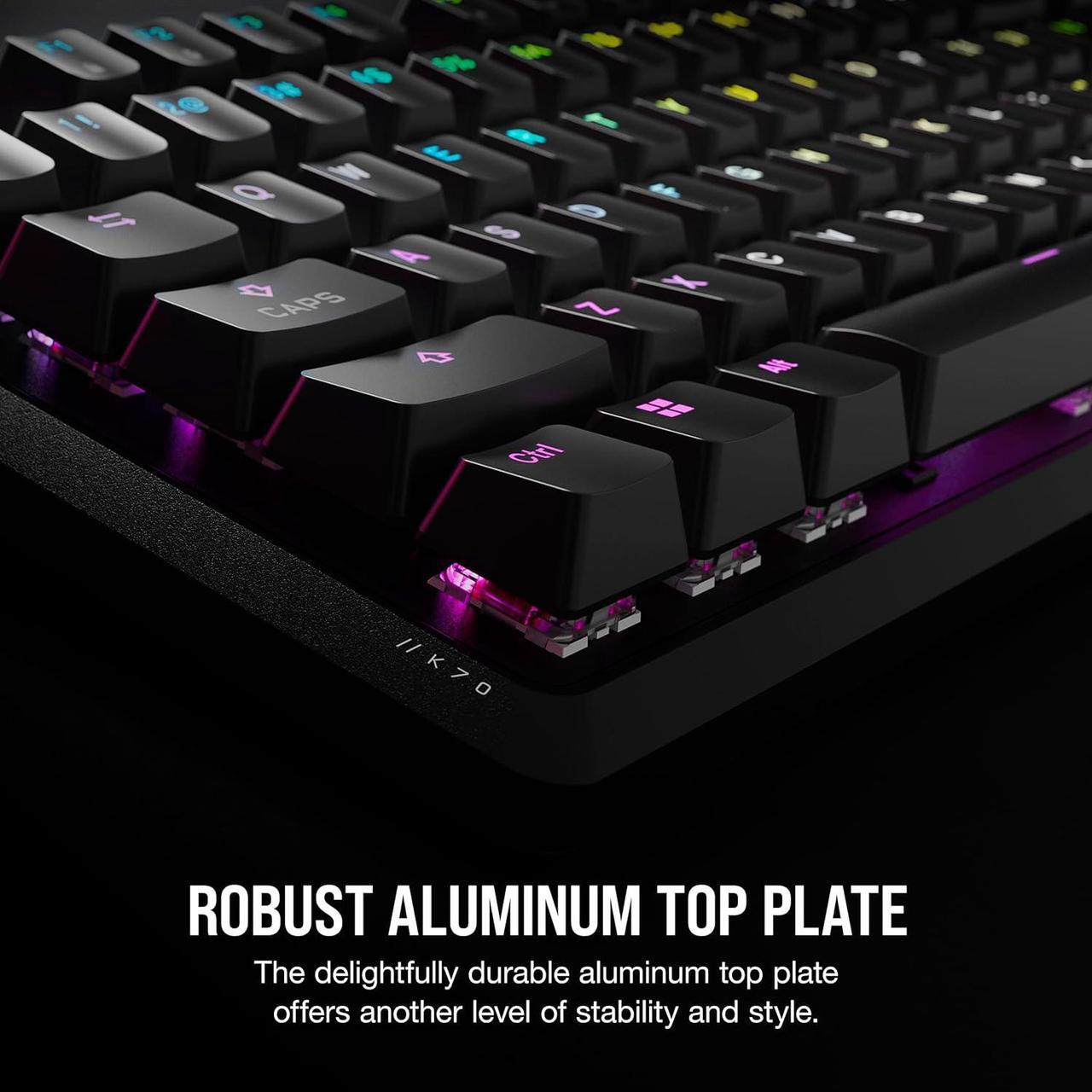 Alt view image 10 of 15 - CORSAIR K70 CORE RGB Mechanical Gaming Keyboard - CORSAIR Red Linear Switches - Sound Dampening - Rotary Dial - Aluminum Top Plate - Onboard Storage - Black