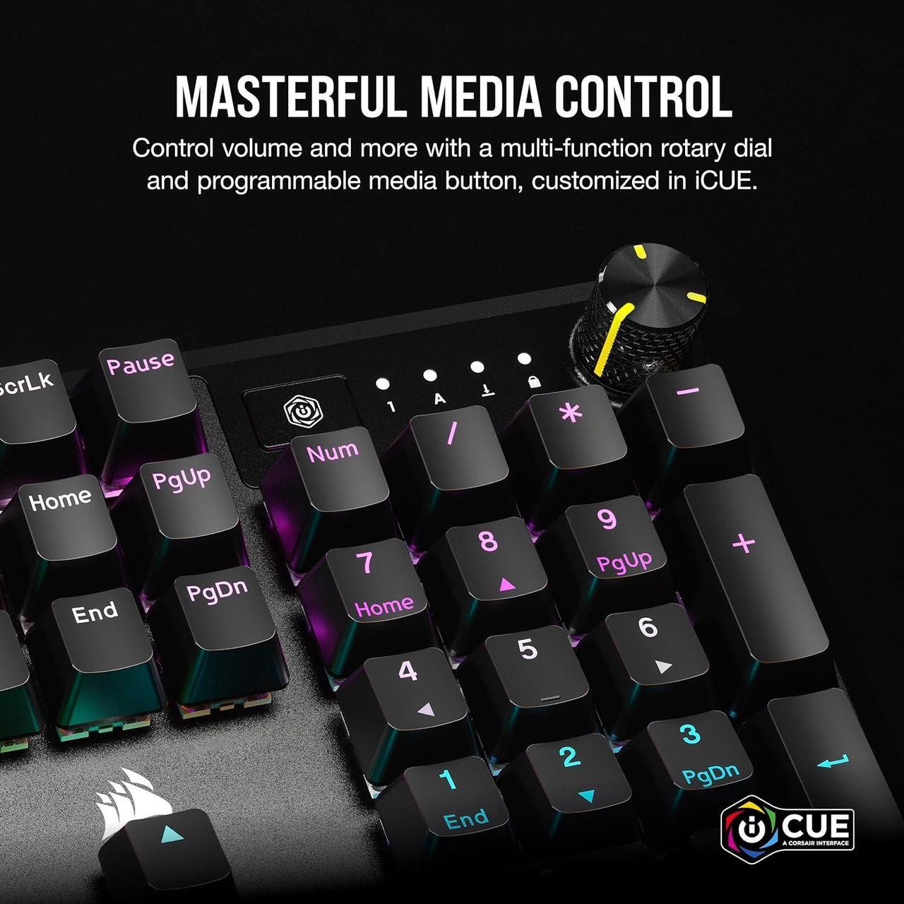 Alt view image 11 of 15 - CORSAIR K70 CORE RGB Mechanical Gaming Keyboard - CORSAIR Red Linear Switches - Sound Dampening - Rotary Dial - Aluminum Top Plate - Onboard Storage - Black
