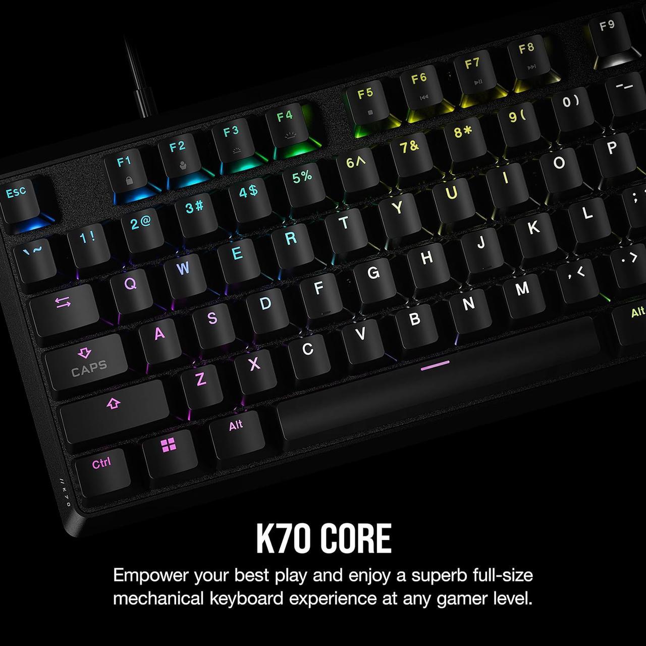 Alt view image 14 of 15 - CORSAIR K70 CORE RGB Mechanical Gaming Keyboard - CORSAIR Red Linear Switches - Sound Dampening - Rotary Dial - Aluminum Top Plate - Onboard Storage - Black