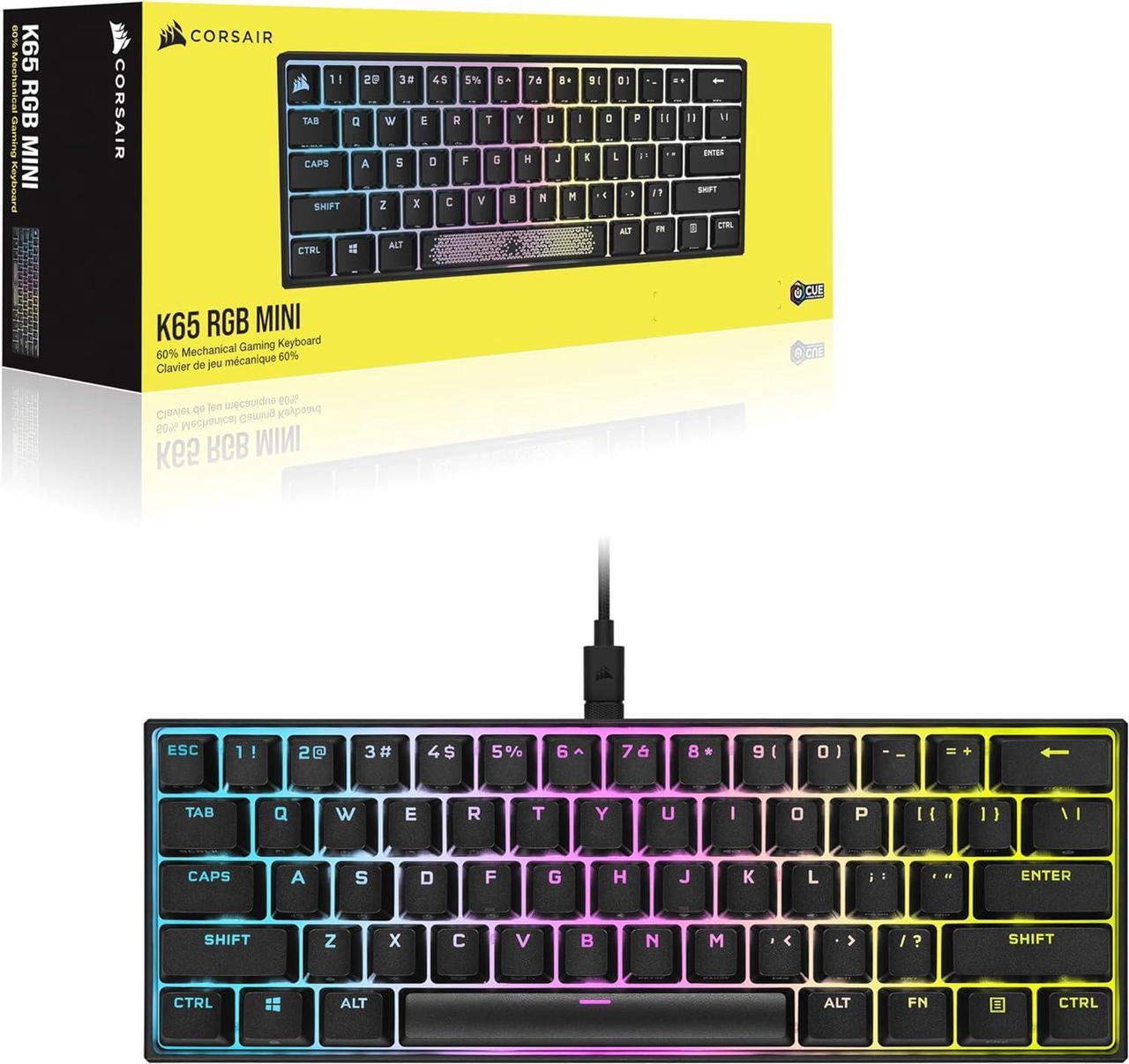Alt view image 9 of 9 - Corsair K65 RGB Mini 60% Mechanical Gaming Keyboard - Cherry MX Brown Mechanical Keyswitches - Customizable Per-Key RGB Backlighting - Detachable USB Type-C Cable - QWERTY NA Layout - Black