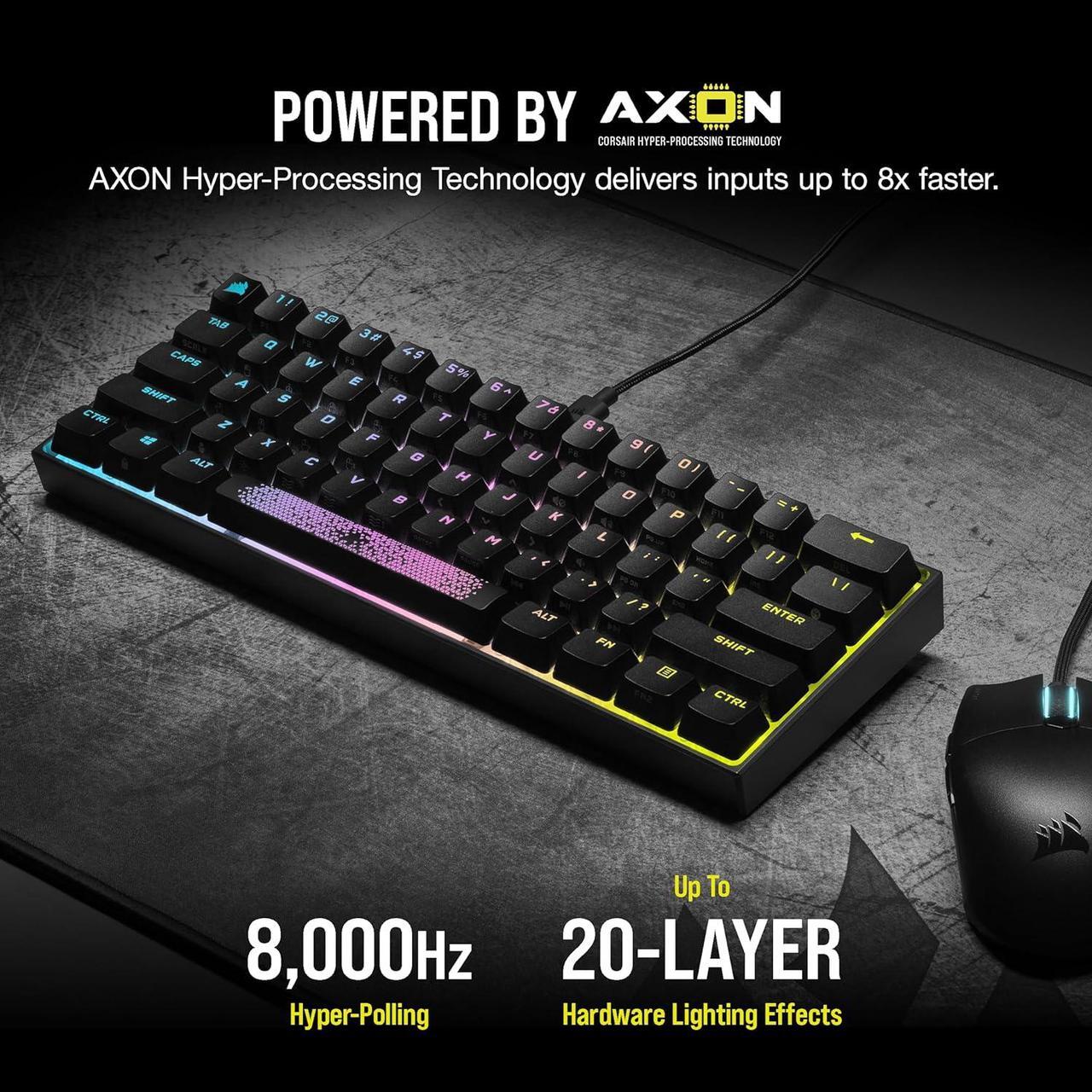 Alt view image 5 of 9 - Corsair K65 RGB Mini 60% Mechanical Gaming Keyboard - Cherry MX Brown Mechanical Keyswitches - Customizable Per-Key RGB Backlighting - Detachable USB Type-C Cable - QWERTY NA Layout - Black