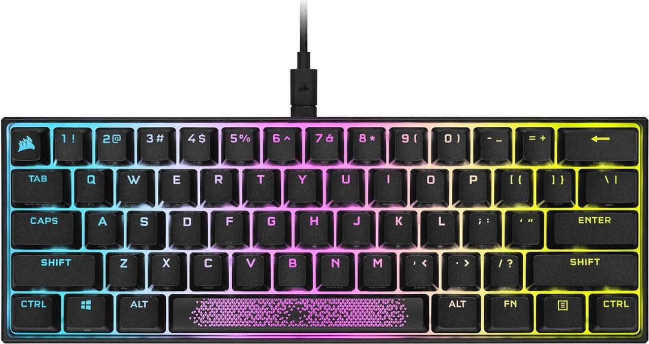 Main image of Corsair K65 RGB Mini 60% Mechanical Gaming Keyboard - Cherry MX Brown Mechanical Keyswitches - Customizable Per-Key RGB Backlighting - Detachable USB Type-C Cable - QWERTY NA Layout - Black