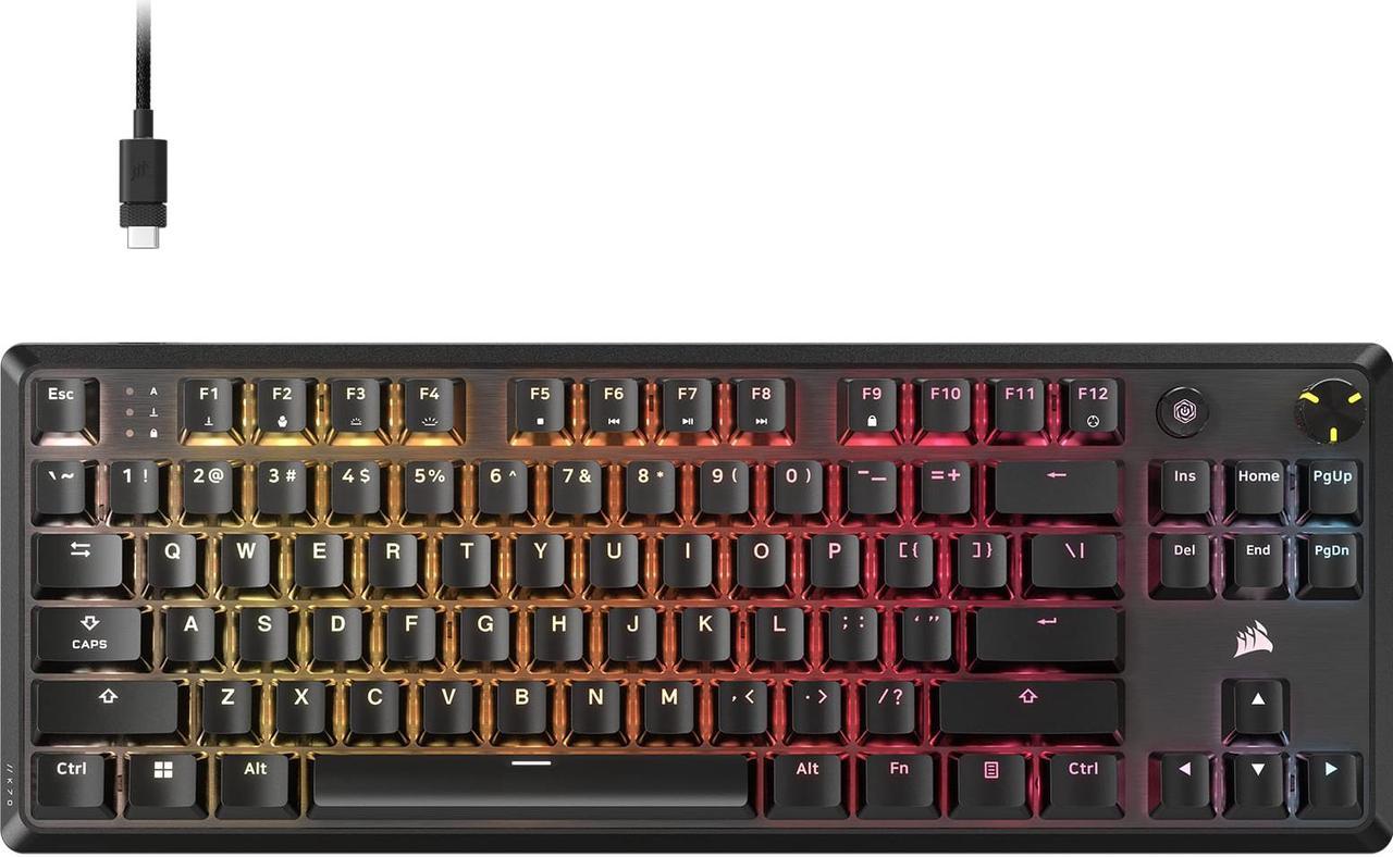 CORSAIR K70 CORE TKL RGB Mechanical Gaming Keyboard - CORSAIR MLX Red v2 Linear Switches - Sound Dampening - Rotary Dial - Aluminum Top Plate - Onboard Storage