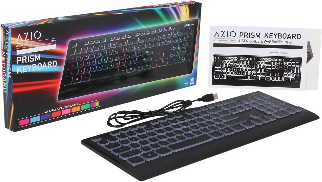Alt view image 7 of 7 - AZIO PRISM KB507 Black USB Keyboard With 7 Colorful Backlights